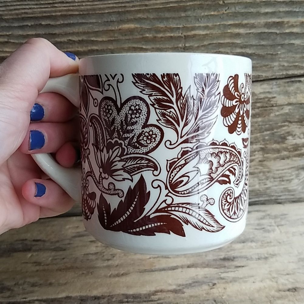 Vintage Paisley coffee mug in brown - Picture 5 of 5